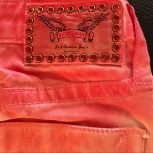 New Orange Womens  robins jeans Swarovski crystals